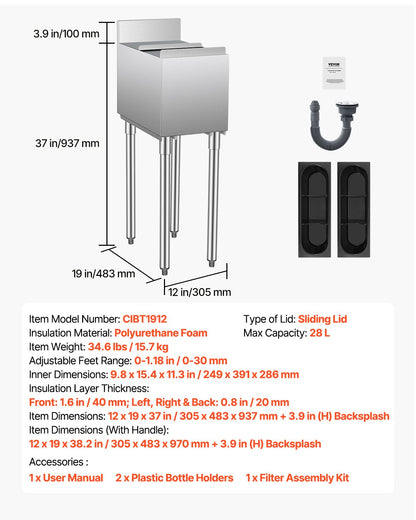 Commercial Ice Bin 28 L Wonderful Ice Bin with Sliding Lid Bottle Holder