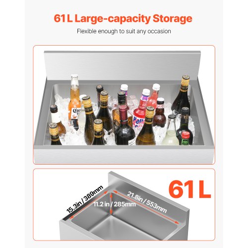 Commercial Ice Bin 61 L Wonderful Ice Bin with Sliding Lid Bottle Holder | EU