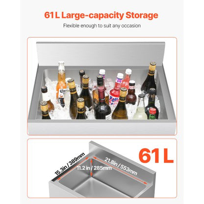 Commercial Ice Bin 61 L Wonderful Ice Bin with Sliding Lid Bottle Holder | EU