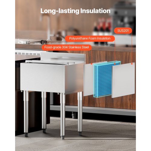 Commercial Ice Bin 61 L Wonderful Ice Bin with Sliding Lid Bottle Holder | EU