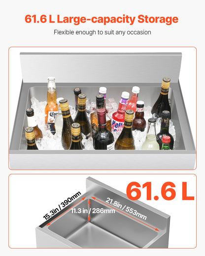 Commercial Ice Bin 61.6L Wonderful Ice Bin with Sliding Lid for Kitchen