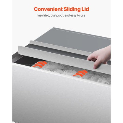 Gewerbe-Eisbehälter 61,6 L Eisbox auf Rädern mit Staufach unten | EU