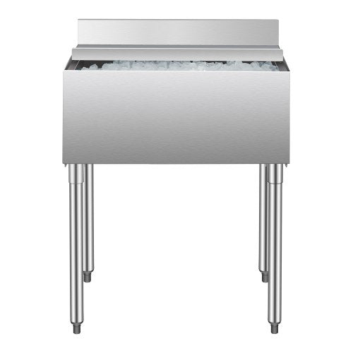 Commercial Ice Bin, 78.4 L Underbar Ice Bin, 30 x 19 x 37 in Stainless Steel Ice Chest with Sliding Lid, Bottle Holders, Adjustable Bullet Feet, Cooler Cart Cocktail Unit for Bar Restaurant Pub