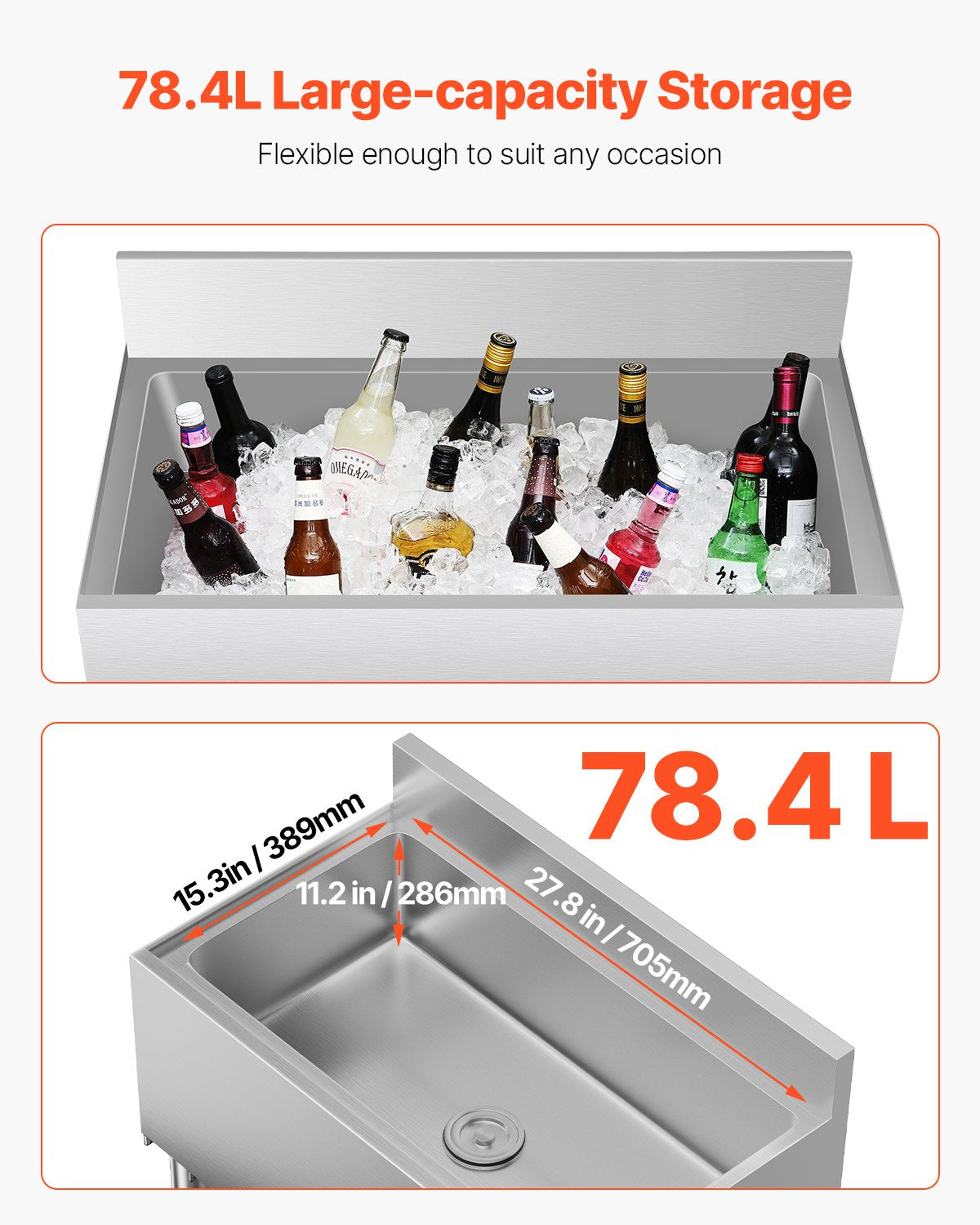 Commercial Ice Bin 78.4L Wonderful Ice Bin with Sliding Lid for Kitchen