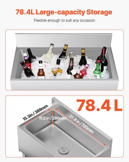 Commercial Ice Bin 78.4L Wonderful Ice Bin with Sliding Lid for Kitchen