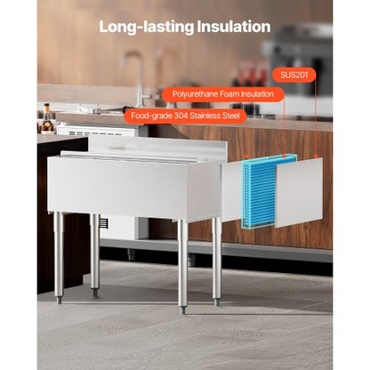 gewerbliche Kühlbox 95,3 l unter der Bar mit Schiebedeckel für die Küche | EU