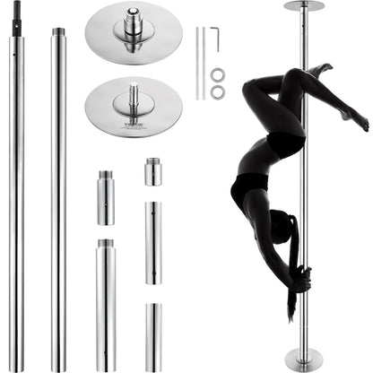 Professionelle Tanzstange, Drehbares Statisches Tanzstangen-Set, Tragbare, Abnehmbare Stange, 45 Mm Hochleistungs-Edelstahlstange, Höhenverstellbare Trainingsstange, Für Das Home Club Gym, Silber