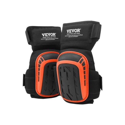 Knee Pads for Work, Extended Heavy Duty Construction Knee Pads with 2 Extension Straps, Anti-slip Foam Gel Knee Pads, Men & Women, for Gardening Flooring Roofing and Cleaning, Black and Orange