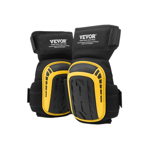 Knee Pads for Work, Extended Heavy Duty Construction Knee Pads with 2 Extension Straps, Anti-slip Foam Gel Knee Pads, Men & Women, for Gardening Flooring Roofing and Cleaning, Yellow and Black