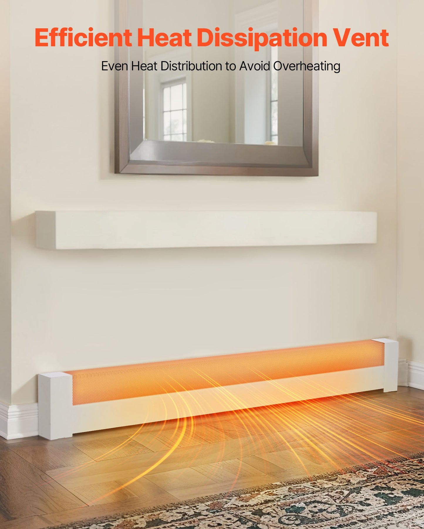 Baseboard Heater Covers, Basic Series 5 ft Standard Electric Heating Unit Front Cover for Home Improvement, Heavy-duty Steel, Easy Installation for Bedroom Replacing Old Cover, White