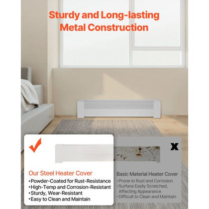 Golvlistervärmarskydd, Basic Series 916 mm Standard Elvärmare Frontskydd för Hemförbättring, Kraftigt Stål, Enkel Montering för Sovrum Byte av Gammalt Skydd, Vit |  EU