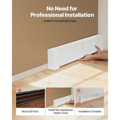 Golvlistervärmarskydd, Basic Series 916 mm Standard Elvärmare Frontskydd för Hemförbättring, Kraftigt Stål, Enkel Montering för Sovrum Byte av Gammalt Skydd, Vit |  EU