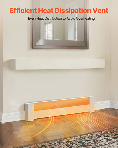 Baseboard Heater Covers, Basic Series 3 ft Standard Electric Heating Unit Front Cover for Home Improvement, Heavy-duty Steel, Easy Installation for Bedroom Replacing Old Cover, White