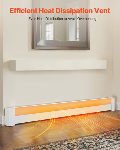 Baseboard Heater Covers, Basic Series 6 ft Standard Electric Heating Unit Front Cover for Home Improvement, Heavy-duty Steel, Easy Installation for Bedroom Replacing Old Cover, White