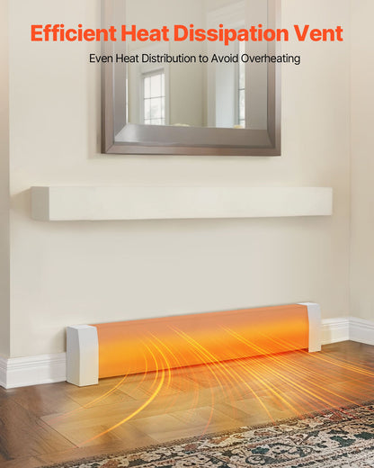 Baseboard Heater Covers, Premium Series 4 ft Standard Electric Heating Unit Front Cover for Home Improvement, Heavy-duty Steel, Easy Installation for Bedroom Replacing Old Cover, White