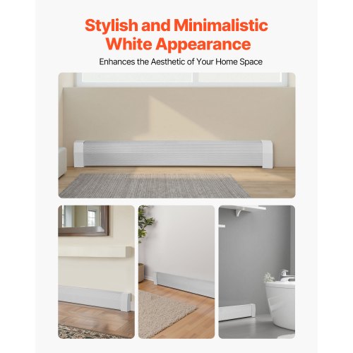 Golvlistervärmarskydd, Premium-serien 1527 mm Standard Elvärmare Frontskydd för Hemförbättring, Kraftigt Stål, Enkel Montering för Sovrum Byte av Gammalt Skydd, Vit |  EU