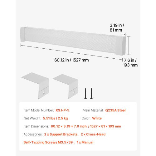 Golvlistervärmarskydd, Premium-serien 1527 mm Standard Elvärmare Frontskydd för Hemförbättring, Kraftigt Stål, Enkel Montering för Sovrum Byte av Gammalt Skydd, Vit |  EU