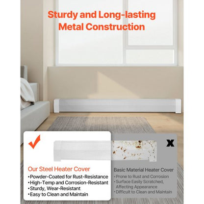 Golvlistervärmarskydd, Premium-serien 1832 mm Standard Elvärmare Frontskydd för Hemförbättring, Kraftigt Stål, Enkel Montering för Sovrum Byte av Gammalt Skydd, Vit |  EU