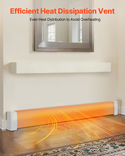 Baseboard Heater Covers, Premium Series 6 ft Standard Electric Heating Unit Front Cover for Home Improvement, Heavy-duty Steel, Easy Installation for Bedroom Replacing Old Cover, White