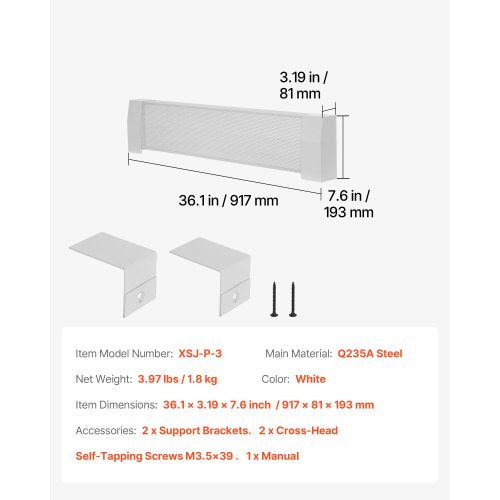 Golvlistervärmarskydd, Premium Series 917 mm Standard Elvärmare Frontskydd för Hemförbättring, Kraftigt Stål, Enkel Montering för Sovrum Byte av Gammalt Skydd, Vit |  EU