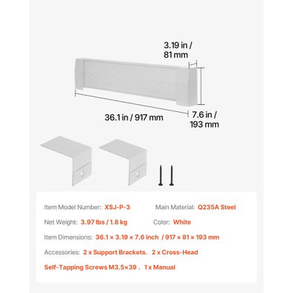 Golvlistervärmarskydd, Premium Series 917 mm Standard Elvärmare Frontskydd för Hemförbättring, Kraftigt Stål, Enkel Montering för Sovrum Byte av Gammalt Skydd, Vit |  EU