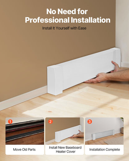 Baseboard Heater Covers, Premium Series 3 ft Standard Electric Heating Unit Front Cover for Home Improvement, Heavy-duty Steel, Easy Installation for Bedroom Replacing Old Cover, White