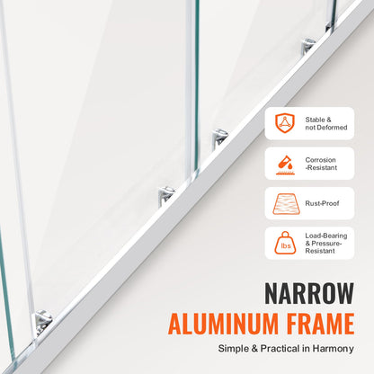 Halvramlös dubbel skjutdörr till dusch SGCC härdat glas 1/4" krom