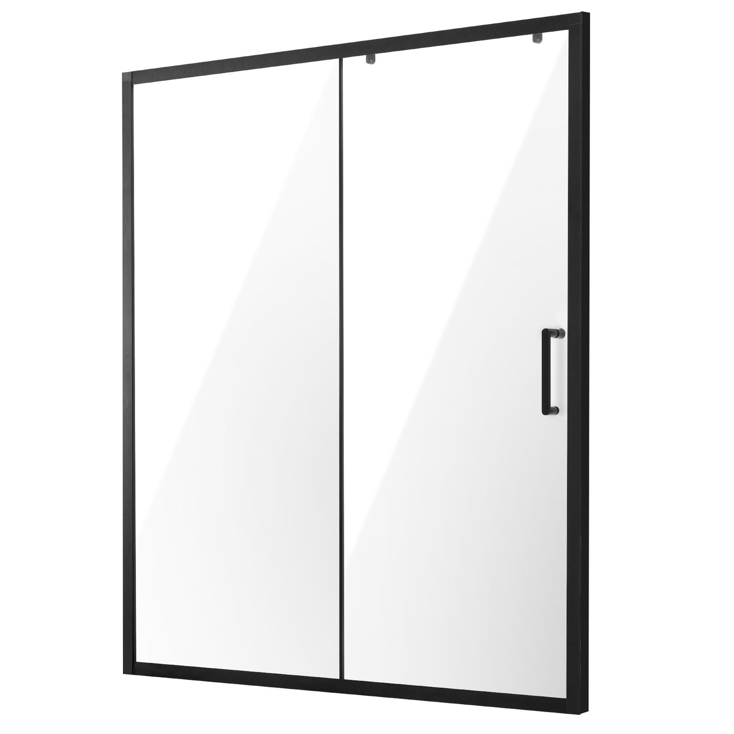 Frameless shower door, 57.7-59" x 70" tempered glass 1/4" matte black