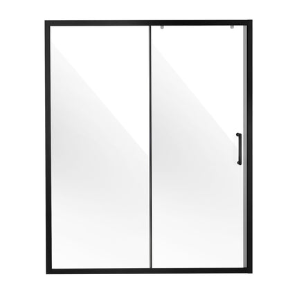 Frameless shower door, 57.7-59" x 70" tempered glass 1/4" matte black