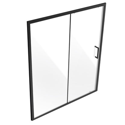 Frameless shower door, 57.7-59" x 70" tempered glass 1/4" matte black