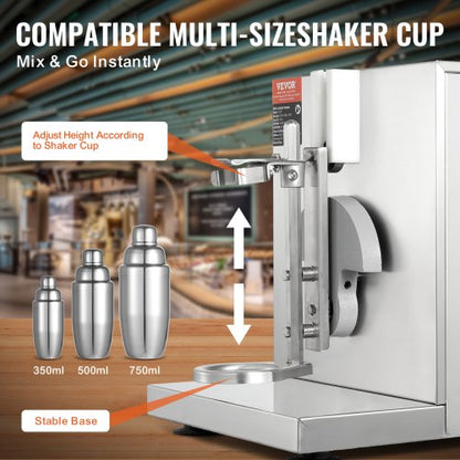Milkshake Maker Machine 120W Elektrisk Milk Tea Shaker Rostfritt stål Kommersiell |  EU