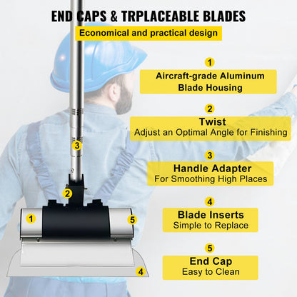 Skimming Blade Set,10\"+24\"+32\" Blades + 35\"-78\" Extension Handle，European Stainless Steel Construction Knife, Aluminum Blade Profile Smoothing Knockdown Spatula for Gyprock/Drywall/Wall-Boa