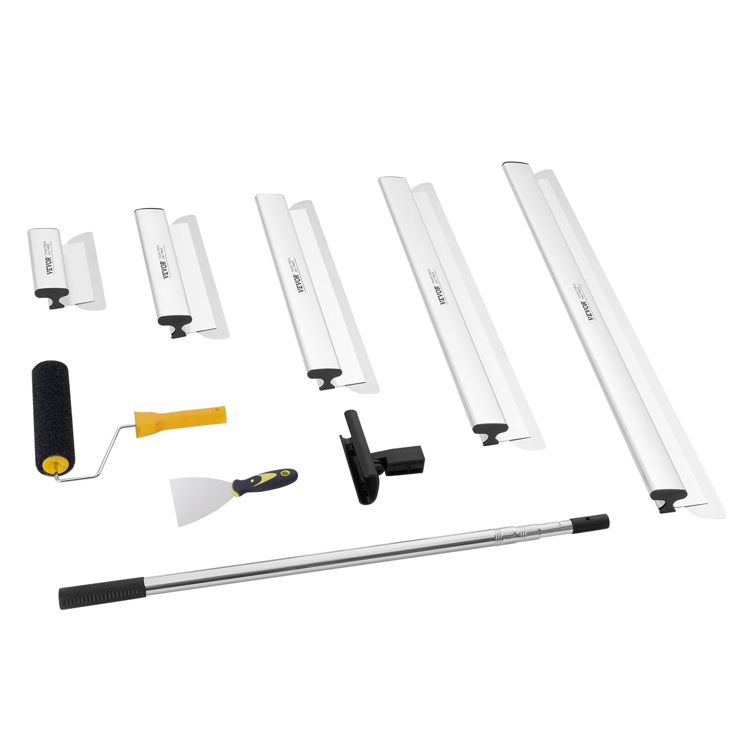 Gipsskimmande bladset, 10/16/24/32/40 i skimningsblad + 34-81,6 i förlängningshandtagsstång, rostfri kniv Professionell skimcoatverktyg, för gips/vägg/gipsskiva