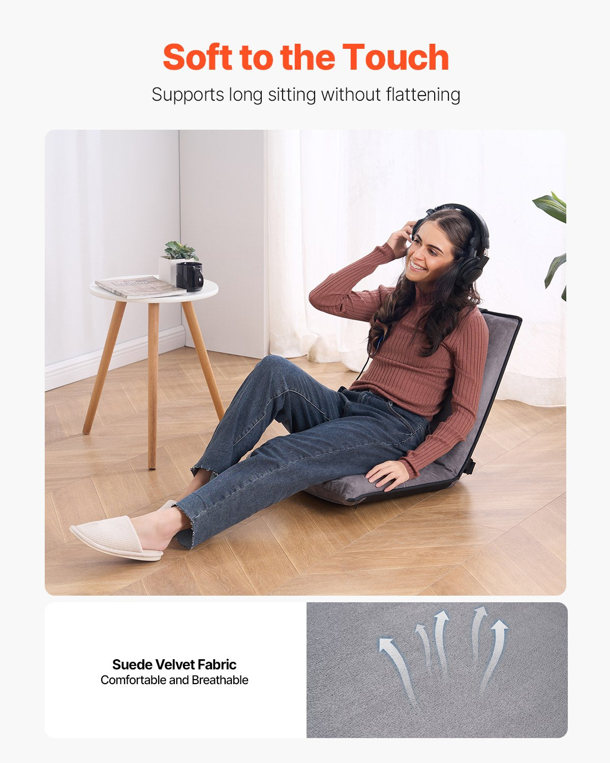 Golvstol med ryggstöd Fällbar Golvstol 6 justerbara positioner