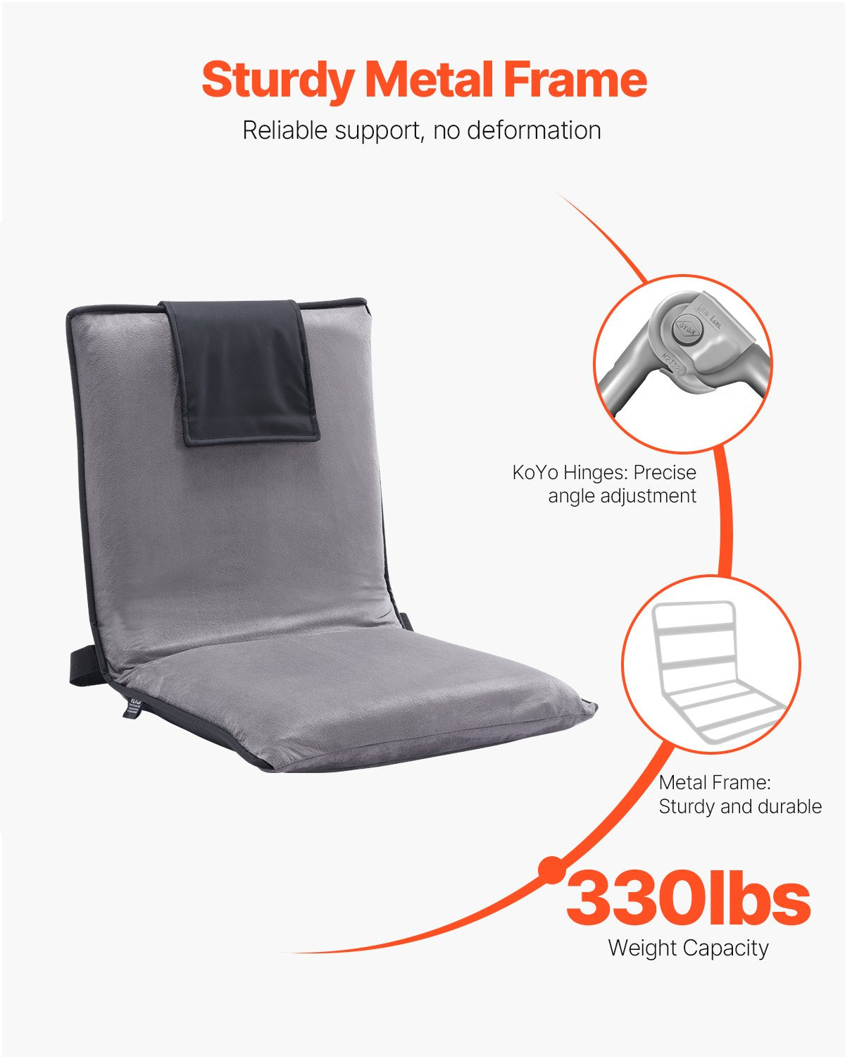 Golvstol med ryggstöd Fällbar Golvstol 6 justerbara positioner