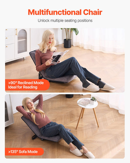 Golvstol med ryggstöd Fällbar Golvstol 6 justerbara positioner