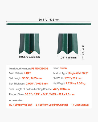 Sichtschutzlamellen für Maschendrahtzaun, Einzelwand, für 1,52 m hohen Zaun, unteres Schloss