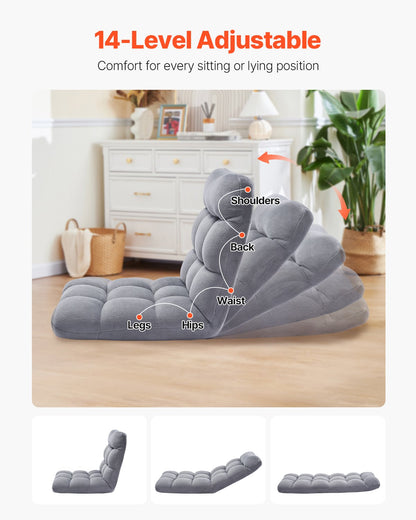 Golvstol med ryggstöd Fällbar soffstol 14 justerbara positioner