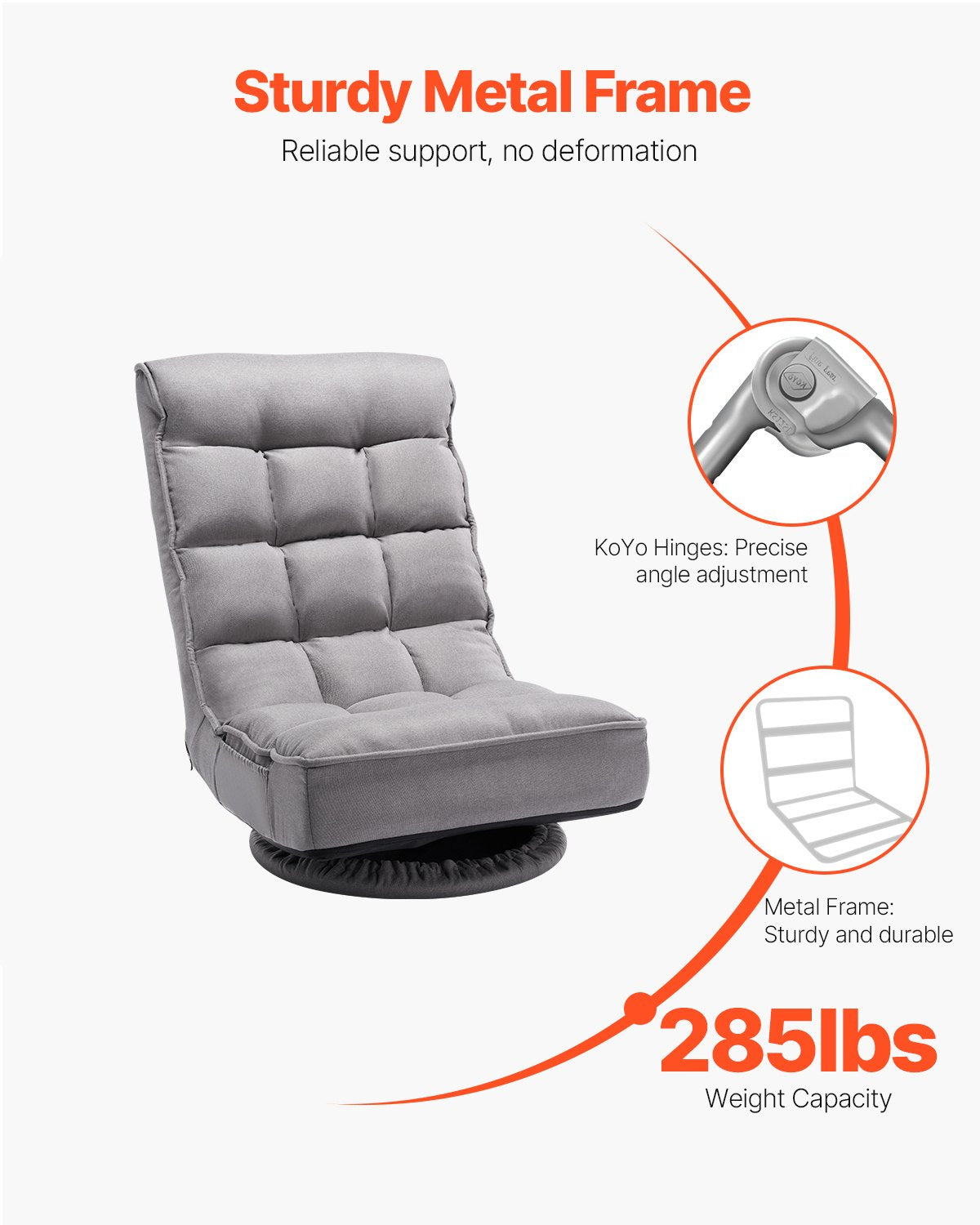 360° drehbarer Gaming-Stuhl mit 4 einstellbaren Positionen