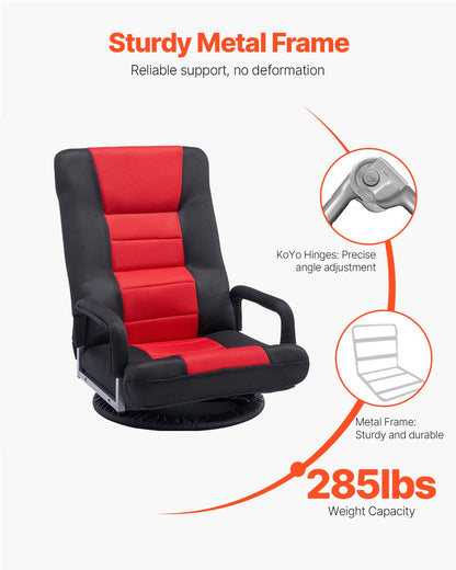 360° drehbarer Boden-Gaming-Stuhl, faltbarer Bodenstuhl mit verstellbarer Armlehne