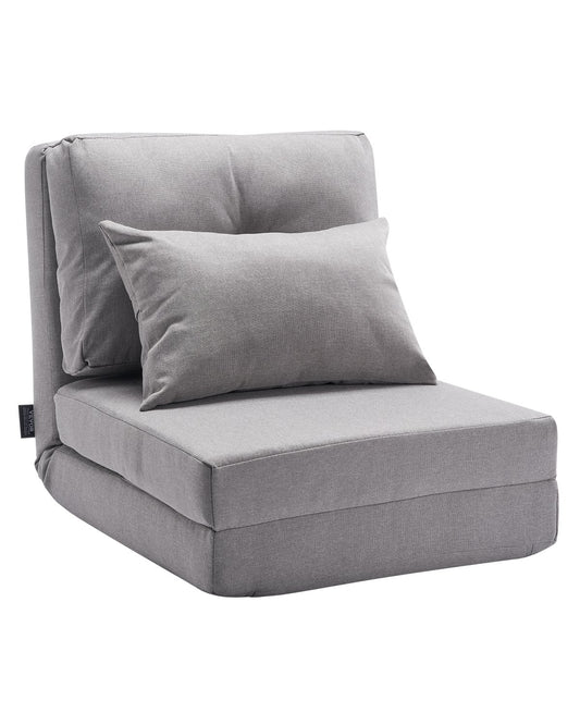 Convertible Flip Chair with 5 Adjustable Positions Floor Lazy Sofa Gray