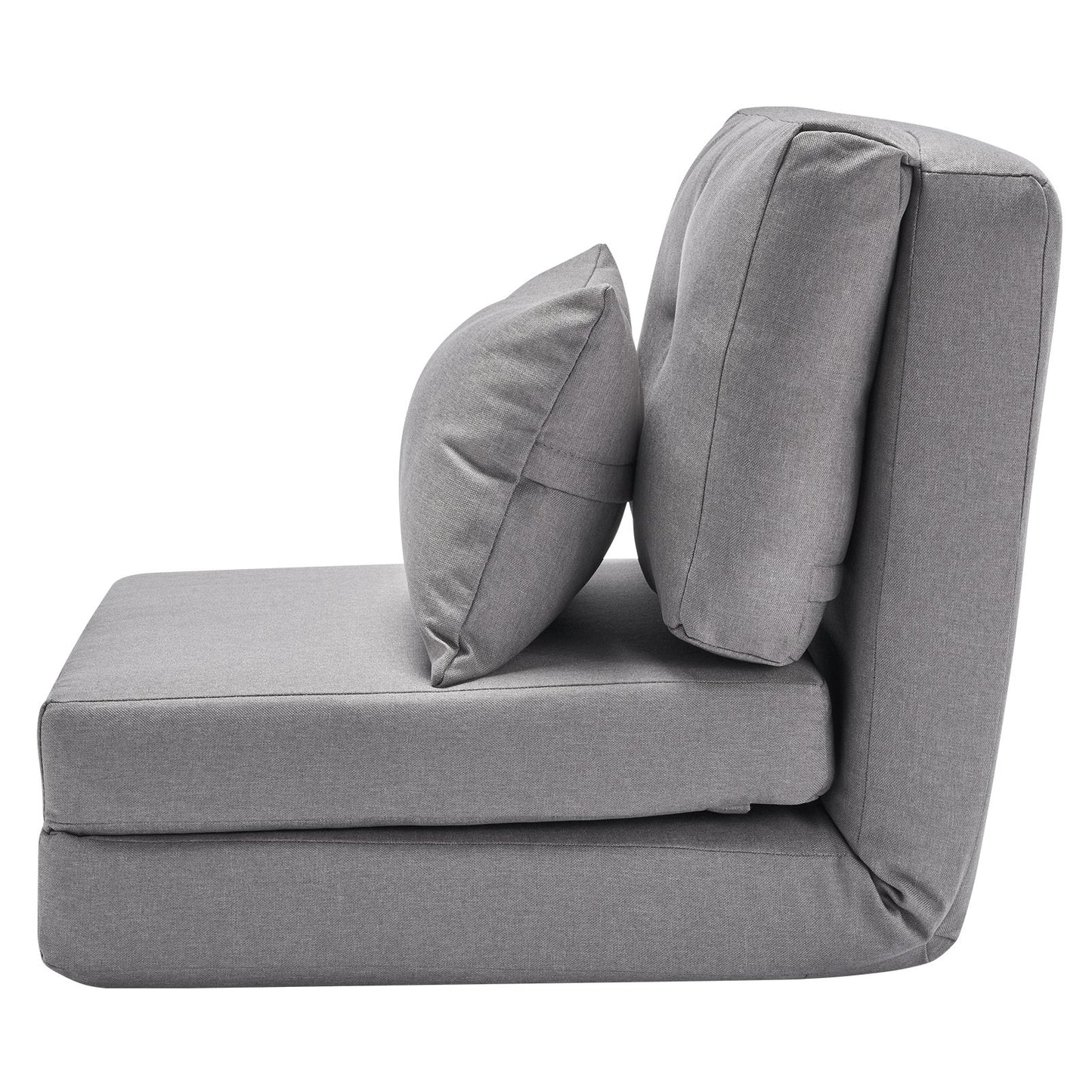 Convertible Flip Chair with 5 Adjustable Positions Floor Lazy Sofa Gray