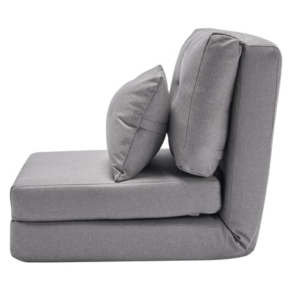 Convertible Flip Chair with 5 Adjustable Positions Floor Lazy Sofa Gray
