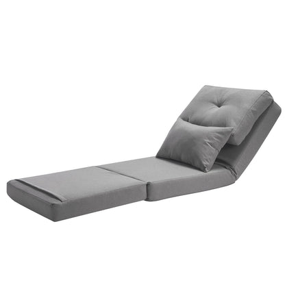 Convertible Flip Chair with 5 Adjustable Positions Floor Lazy Sofa Gray
