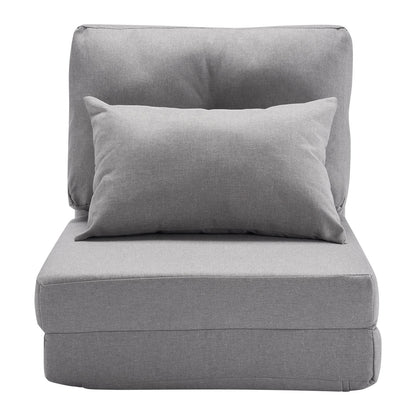 Convertible Flip Chair with 5 Adjustable Positions Floor Lazy Sofa Gray