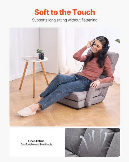 Floor Chair with 5 Adjustable Positions and Armrests Floor Gaming Chair