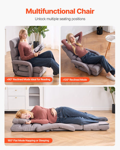 Floor Chair with 5 Adjustable Positions and Armrests Floor Gaming Chair