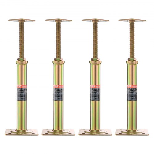 House Floor Jacks, 4 Pack, 11.6"-16" Height Range, 2500 lbs Max Load Capacity Per Unit, Adjustable Support Beam Basement Jack Post for Leveling, Galvanized Telescoping Jack for Temporary Support
