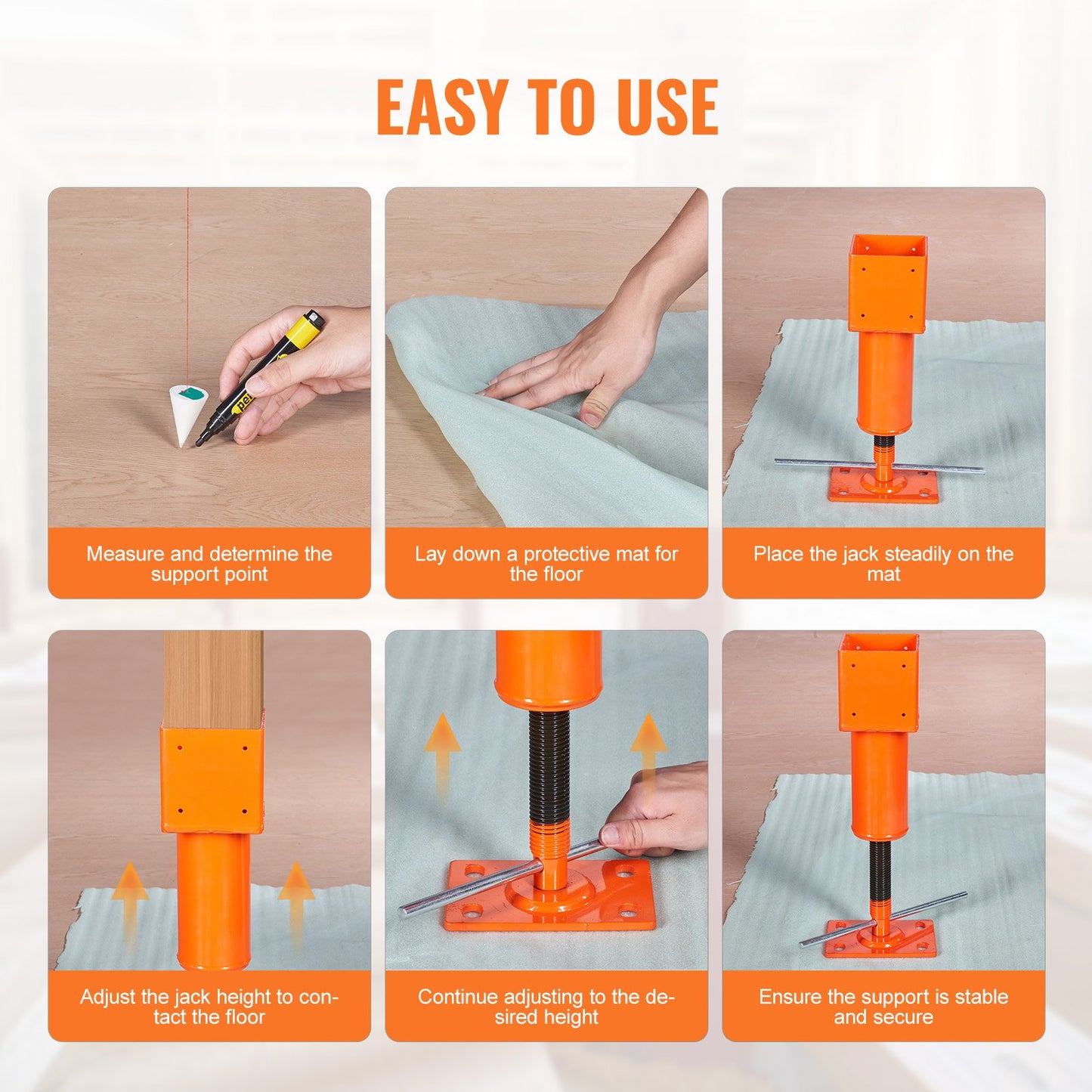 Adjustable Land Lift Stand Floor Ceiling Beam 4"x4" House Leveling Post