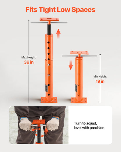 House Floor Jacks, 2 Pack 19-36 Inch Height Range, 18000 lbs Max Load Capacity, Adjustable Support Beam Basement Jack Post Pole for Leveling, Lift Steel Telescoping Post for Temporary Support